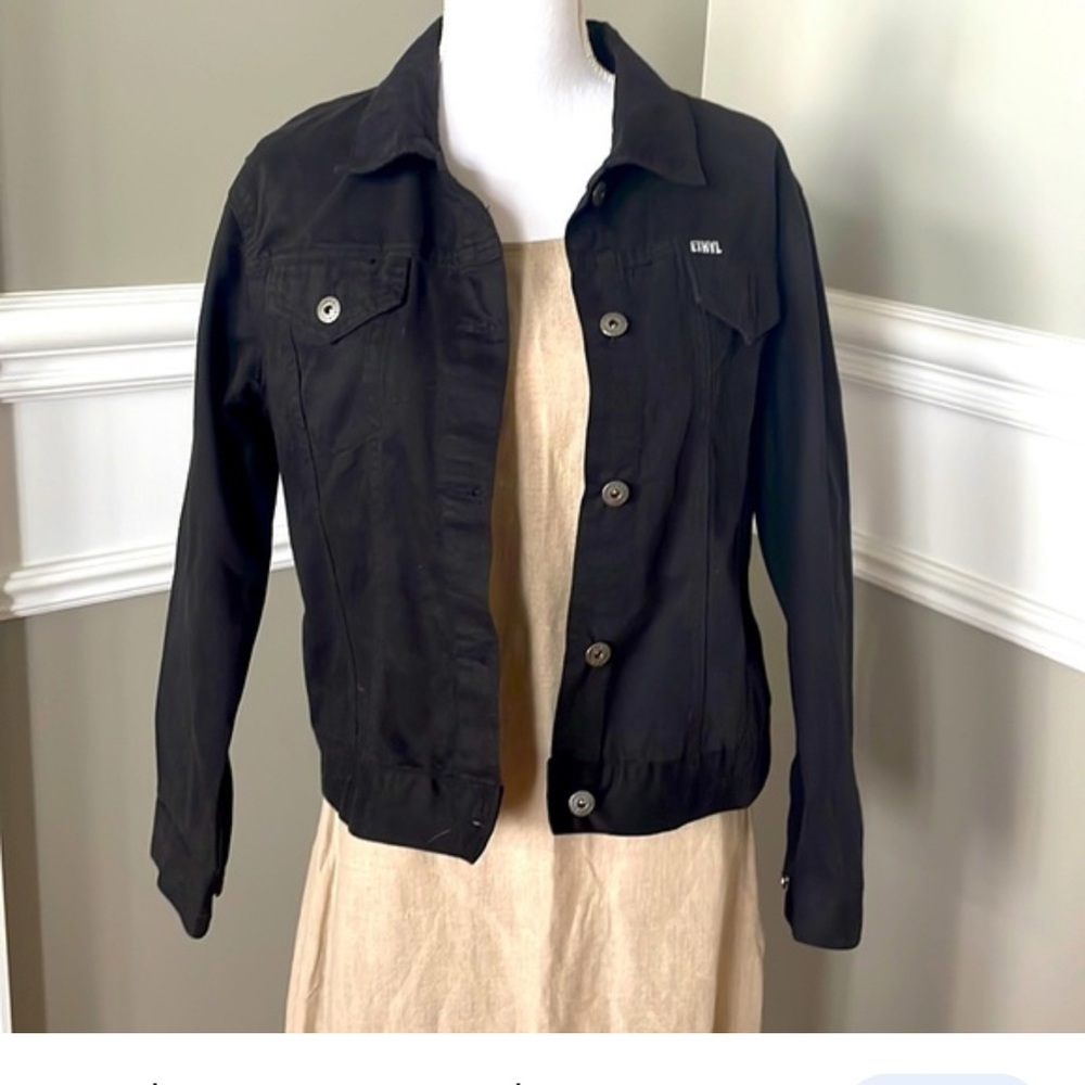 Ethyl black jean jacket vintage button up size large